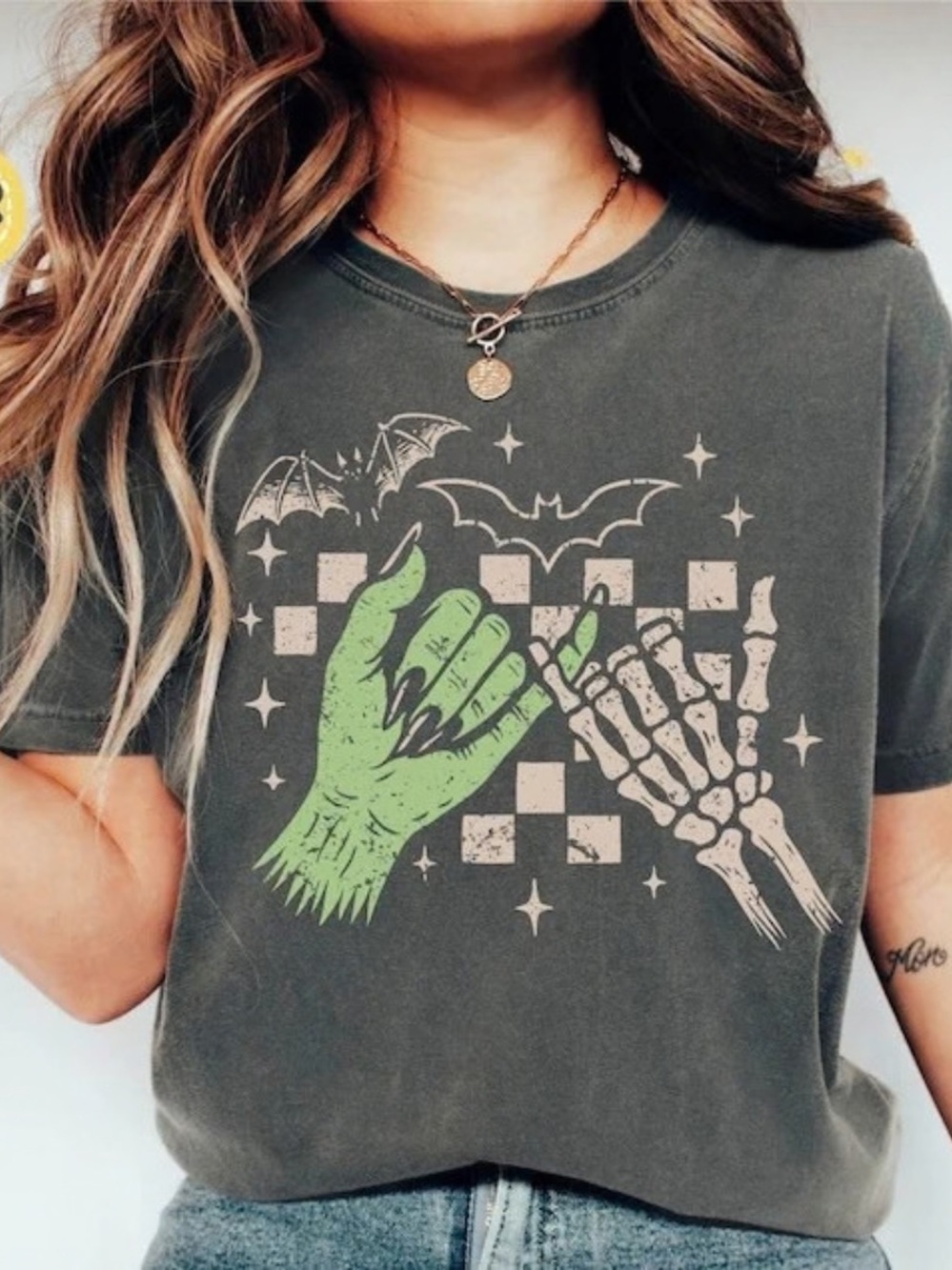 Comfort Colors Pepper Monster & Skeleton Graphic T-Shirt, Style For Casual Wear